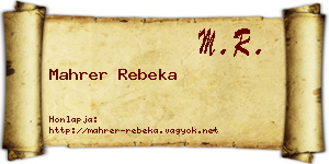 Mahrer Rebeka névjegykártya